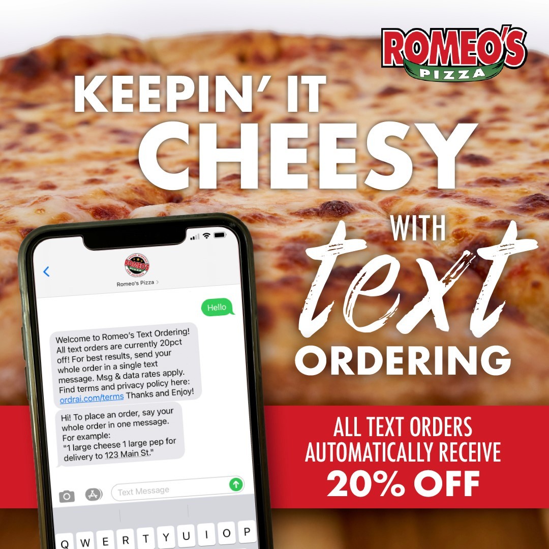 Romeo's Pizza Text To Order Now Available